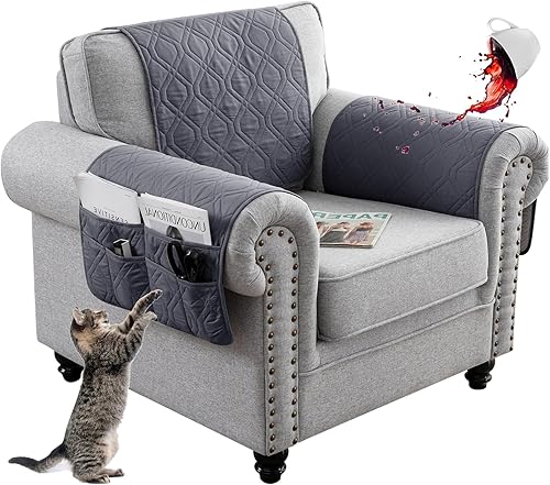 Miniatura 1 de Funda impermeable para reposabrazos de sofá, funda antideslizante para reposacabezas y reposabrazos de sofá, organizador de almacenamiento con 6