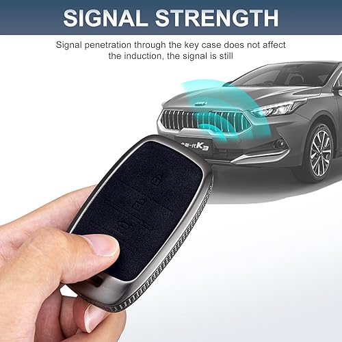 Miniatura 5 de YO&YOYE Compatible con llavero Kia con funda para llave de cuero y llavero, protector de llave de cuero para Kia Forte Koup NIRO Optima Rio Sorento