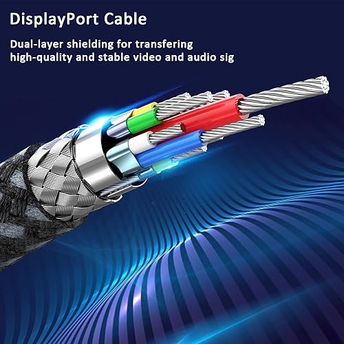Miniatura 7 de Cable DisplayPort de 6 pies, DP DisplayPort Cable 1.2 4K 70Hz, 2K 180Hz, 1080P 180Hz cable trenzado para monitor compatible con Sceptre Dell, Acer