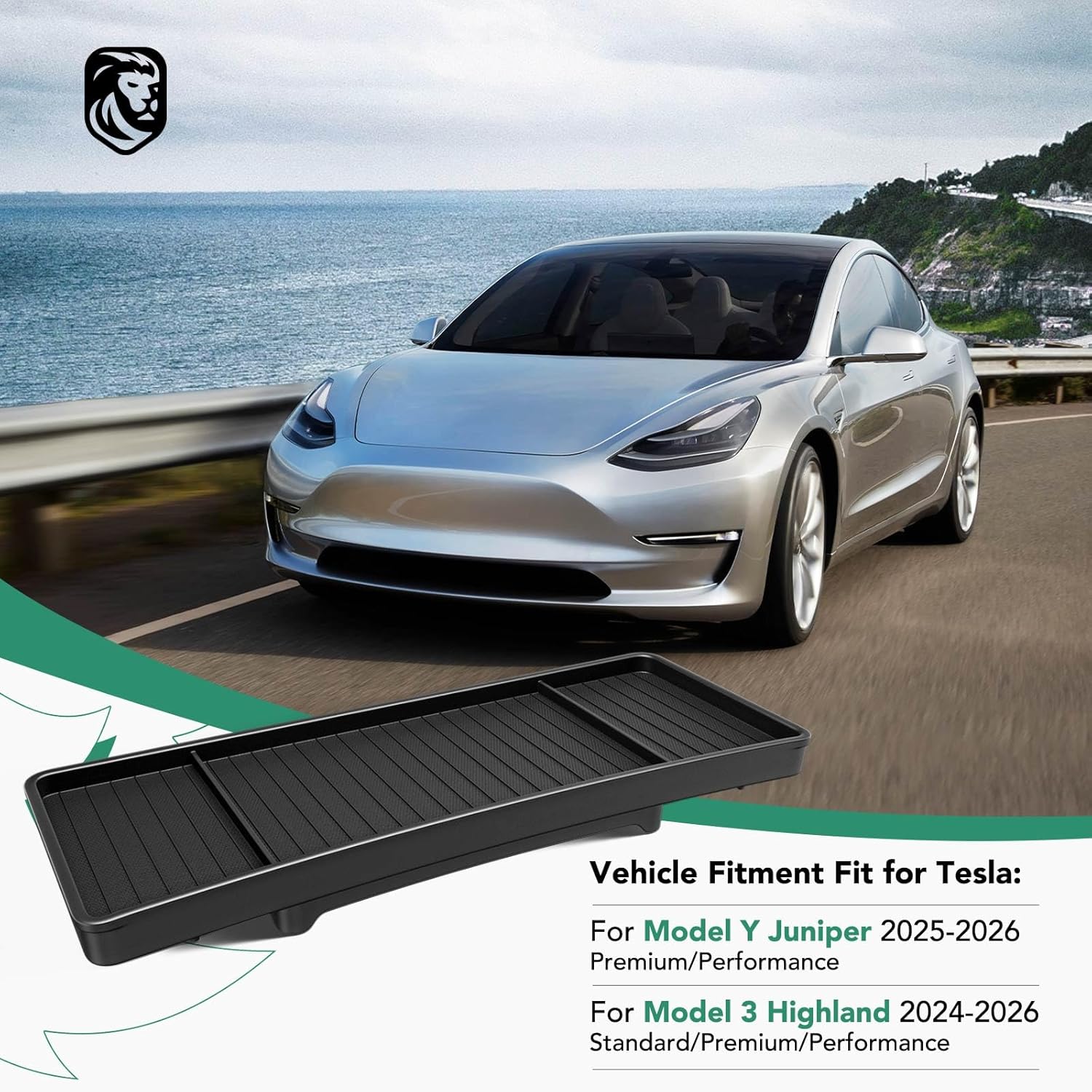 YHTAUTO Behind Screen Storage Tray for Tesla Model Y Juniper 2025 2026 (Premium & Performance), Tesla Model 3 Highland 2024 2025 2026, Screen Storage Box Non-Slip Sunglass Holder Interior Accessories