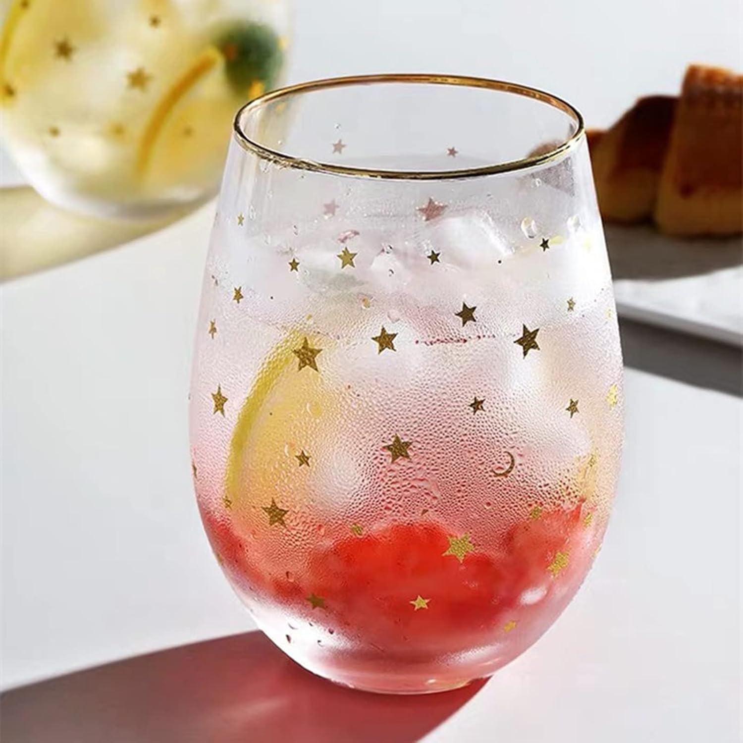TOMYEUS Water Glasses 550 ml Drinking Glasses Household Glass Bowl Dessert Milk Juice Cocktail Egg Shape Wine Phnom Penh Glasses Drinking Glasses (Color : 2)