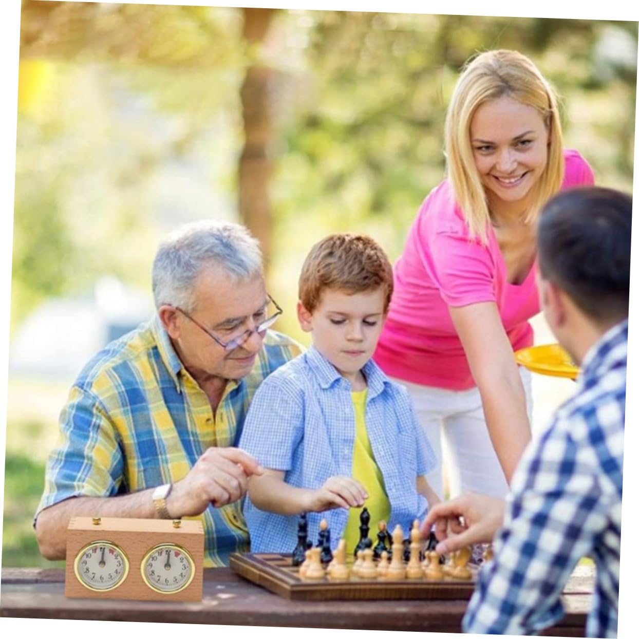 KOMBIUDA Horloge Échecs Mécanique en Bois Dispositif de Chronométrage D'échecs Simple et Portable pour Jeu de Société de Chinese Chess