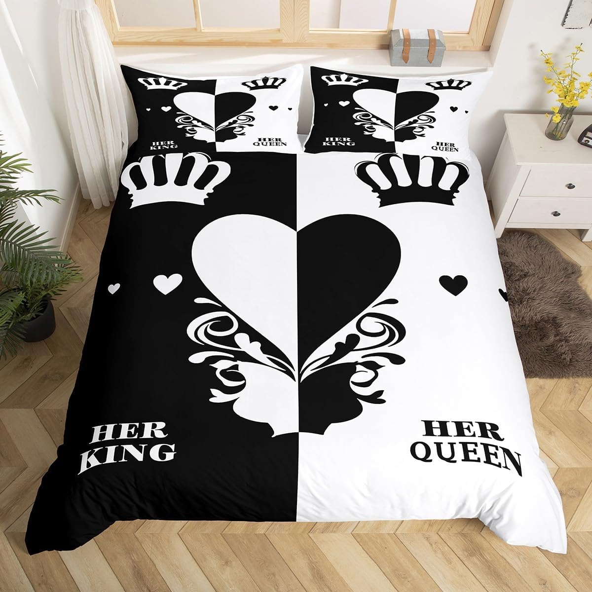 Manfei Queen Crown Duvet Cover Set Toddler Size, Grey Black Camouflage Bedding Set 2pcs, Camo Crown Comforter Cover, Kids Boys Girls Room Decor, Soft Polyester Quilt Cover, 1 Pillowcase, No Comforter