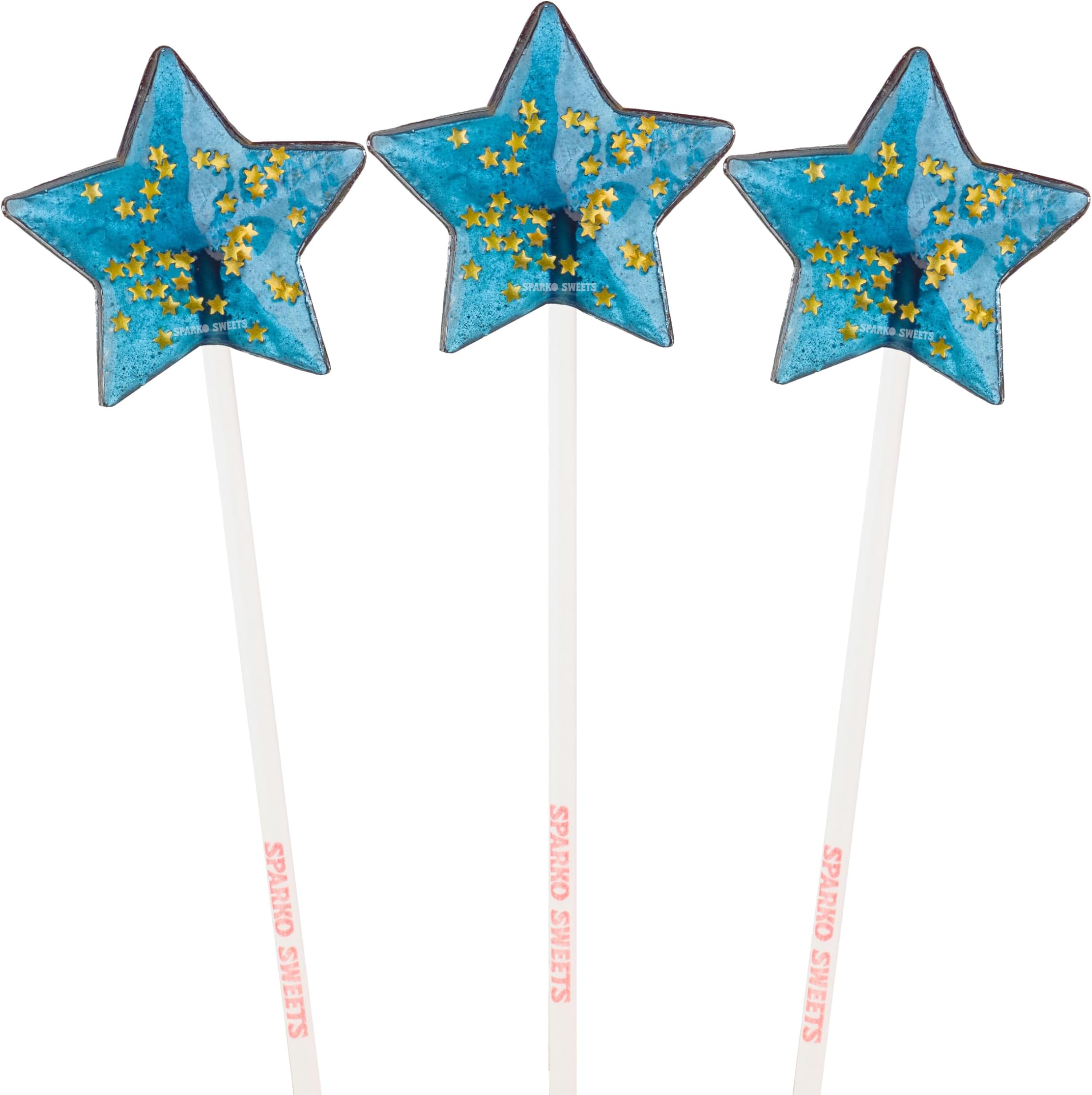 Sparkly Navy Star Lollipops, Blue Raspberry Flavor, 2" Diameter, 2 lbs, 24 Count, Handcrafted in the USA - Perfect for Parties, Baby Showers, and Events