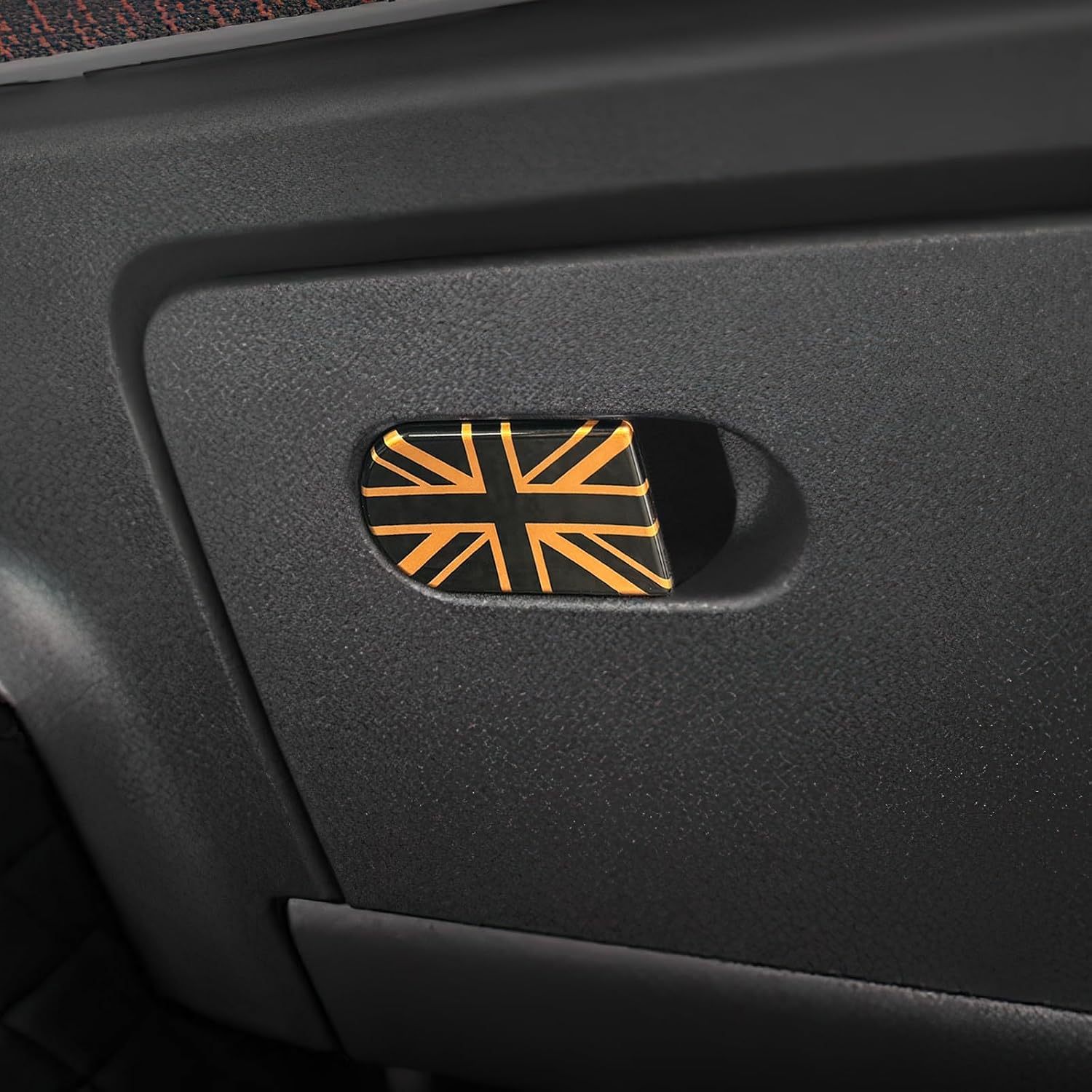 KUNGKIC Glove Box Decals Stickers For 2025 Mini Countryman U25 2024 Cooper S F55 F56 F57 ABS Sticker Car Interior Accessories (Gold Flag)