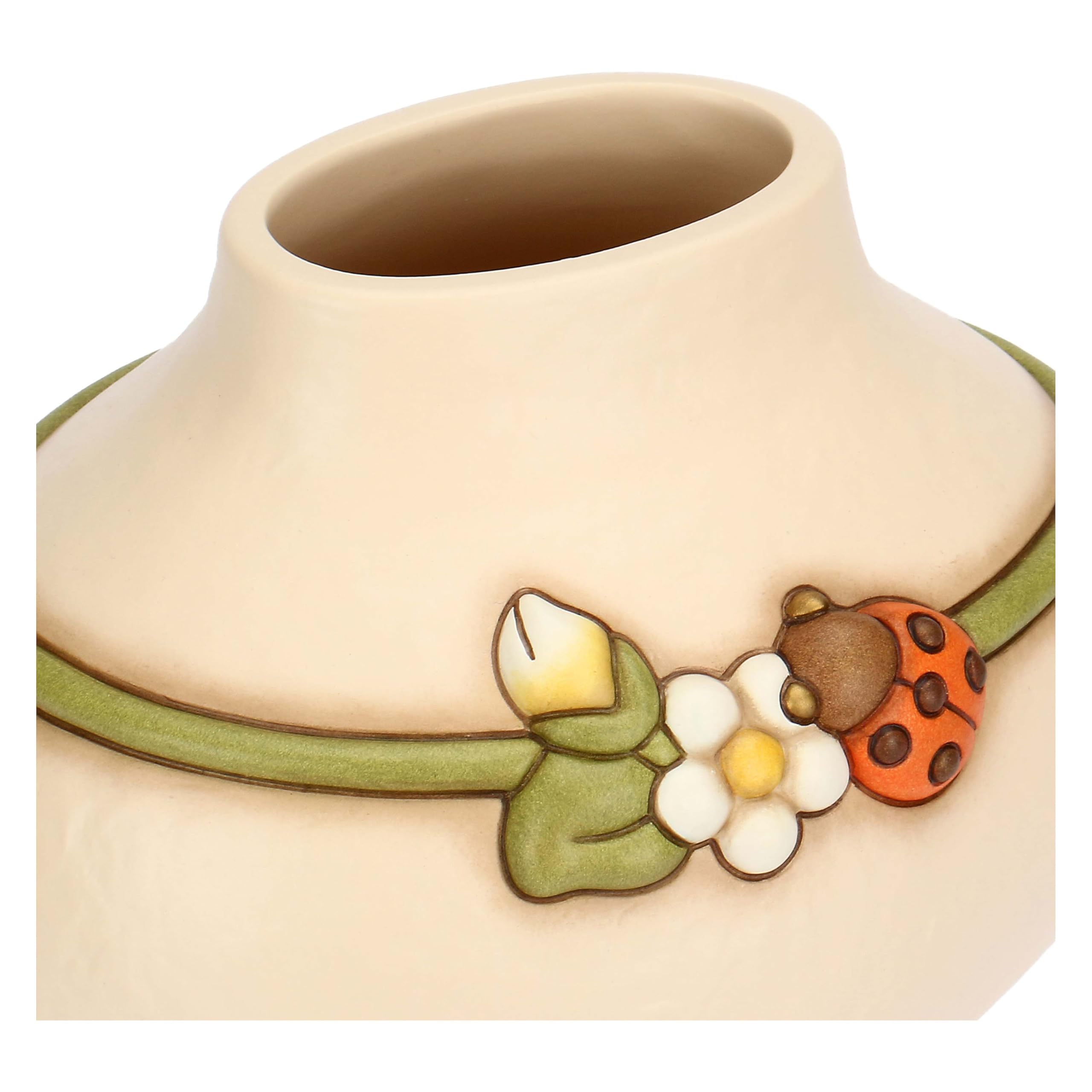 THUN Vaso con Coccinella, Medio, Ceramica, Collezione Country Bloom, 20,1 x 15,8 x 19,1 cm