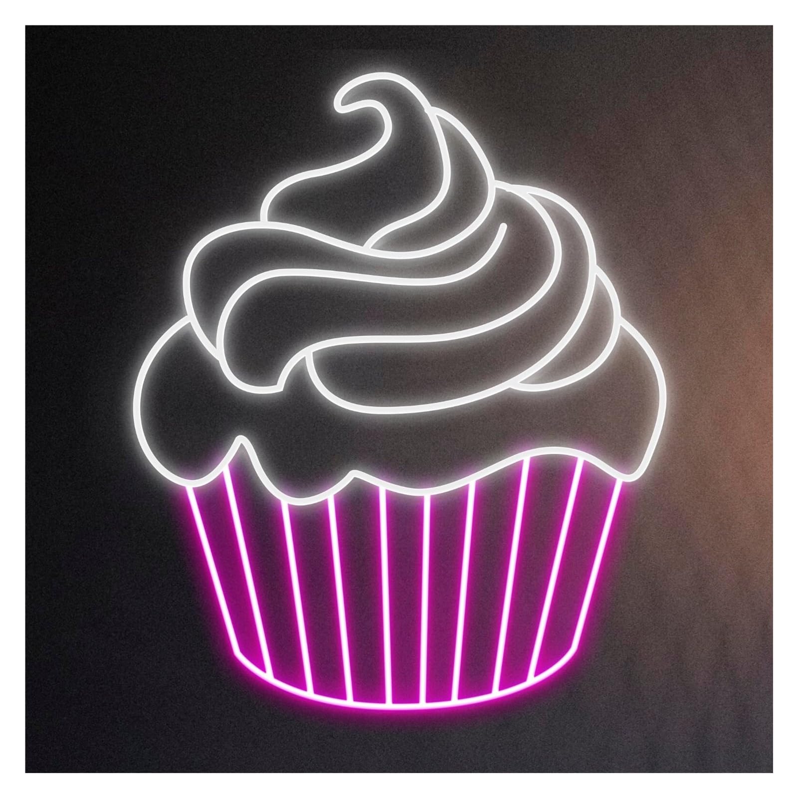 Hanging Art Neon Signs Cupcake Neon Cream Cakes LED Light For Dessert Shop Bakery Nursery Room Birthday Wall Art Decor Dimmable Sign Illuminated Lamp 45cm