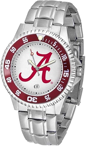 Vista 56 de SunTime Reloj de cuarzo de 1.575 in para hombre, correa de acero inoxidable de 0.787 in, esfera Gameday