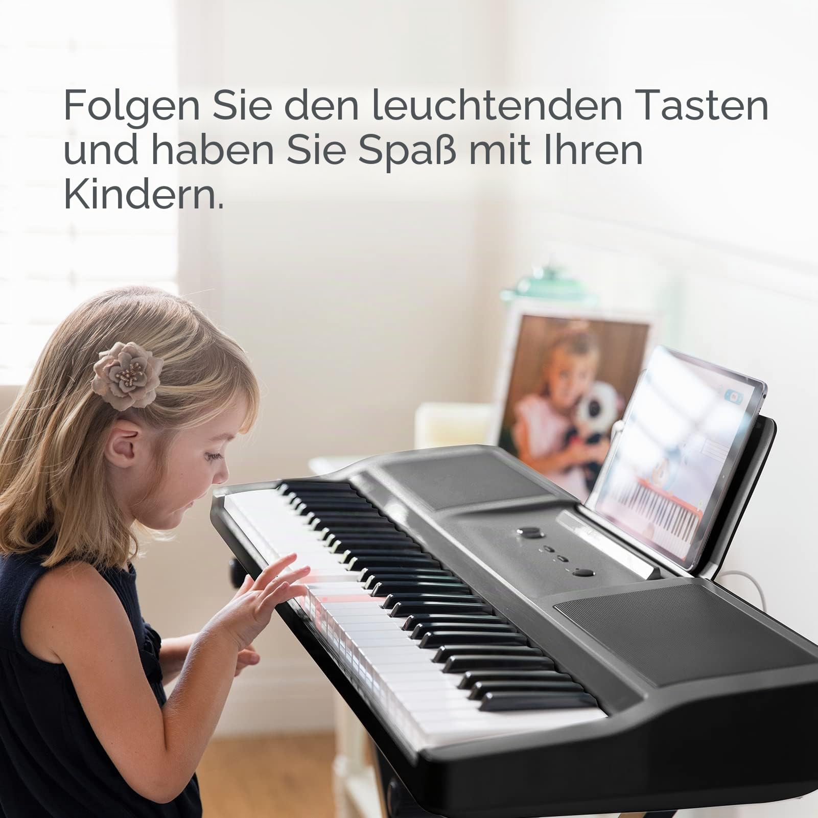 The ONE Leichte Tastatur, 61 Tasten, tragbare Lerntastatur, Onyx-Schwarz