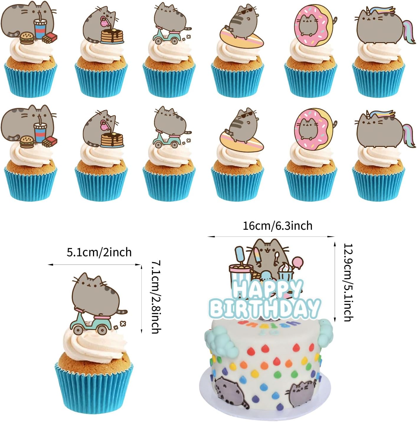 Adorable Cat Party Decorations Kit – Happy Birthday Banner, Cat Balloons, Cake/Cupcake Toppers & Hanging Swirls, Perfect for Kids, Pet Cat Birthdays, Graduation & CatThemed Parties