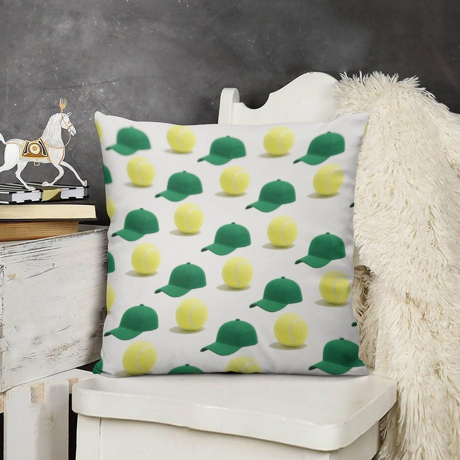FodPand Boho Farmhouse Tennis Pillow Covers with Hidden Zipper 24x24 Soft Plush Cushion Cover Decorative Throw Pillow Cases for Couch Bed Sofa Living Room Indoor Outdoor Home Decor
