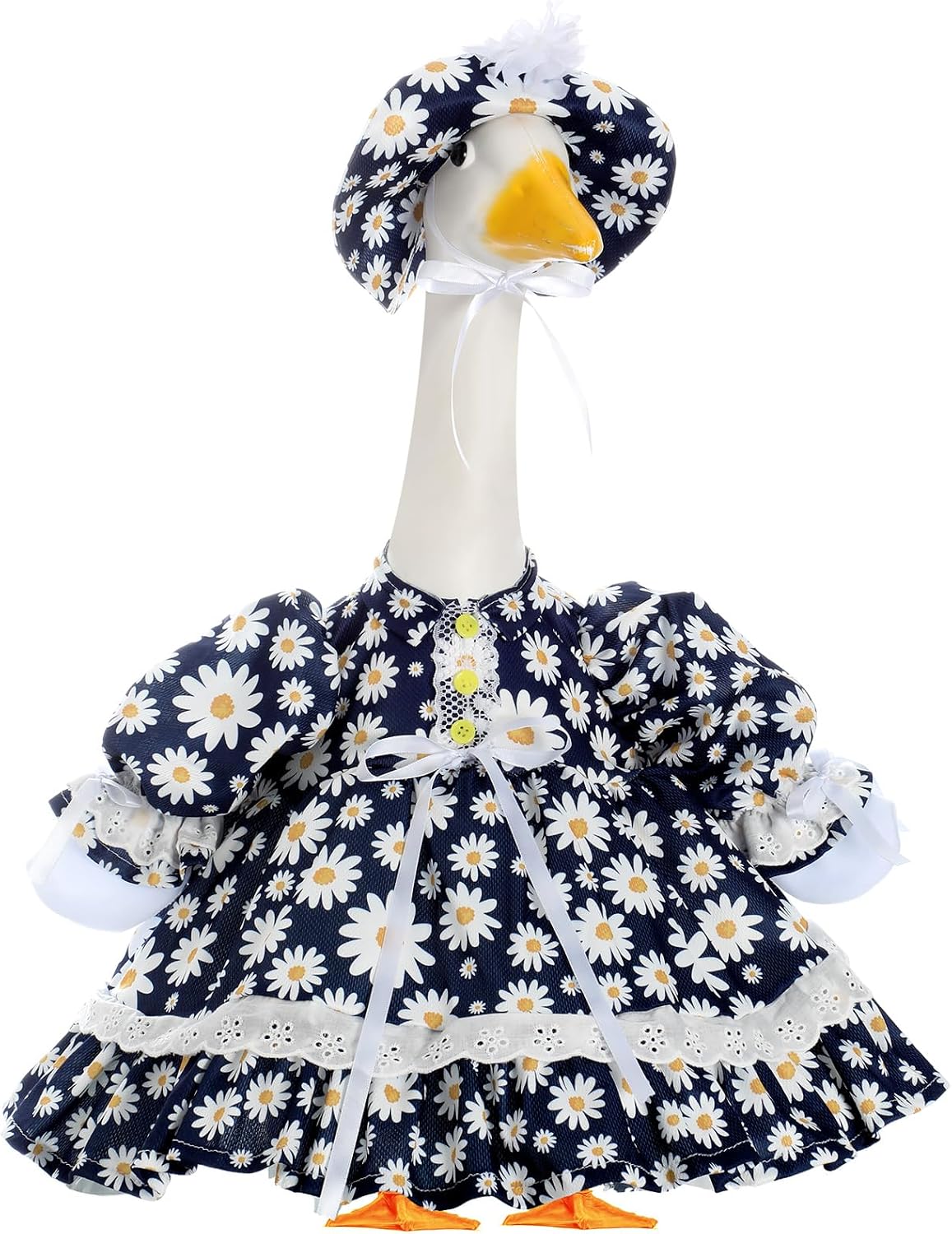 Summer Watermelon Porch Goose Outfits Summer Dress with Frilled Hat & Skirt Welcome Wooden Sign Fits 23" Cement Goose Statue Outdoor Garden Yard Patio Lawn Decor(Watermelon)