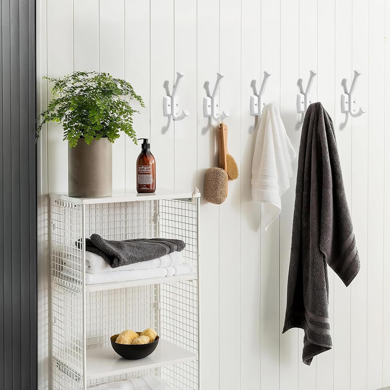khtumeware 5 Pack 4-3/4 inch White Coat Hooks Wall-Mounted Hooks image 4