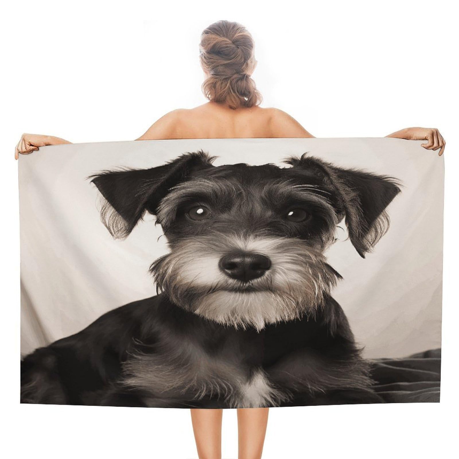 FekiLoot Cute Schnauzer Beach Towel Absorbent & Quick Dry Pool Towels 31 X 51 Inches Extra Large Sandfree Beach Blanket Towels Soft Lightweight Travel Towel for Swim Yoga Camping