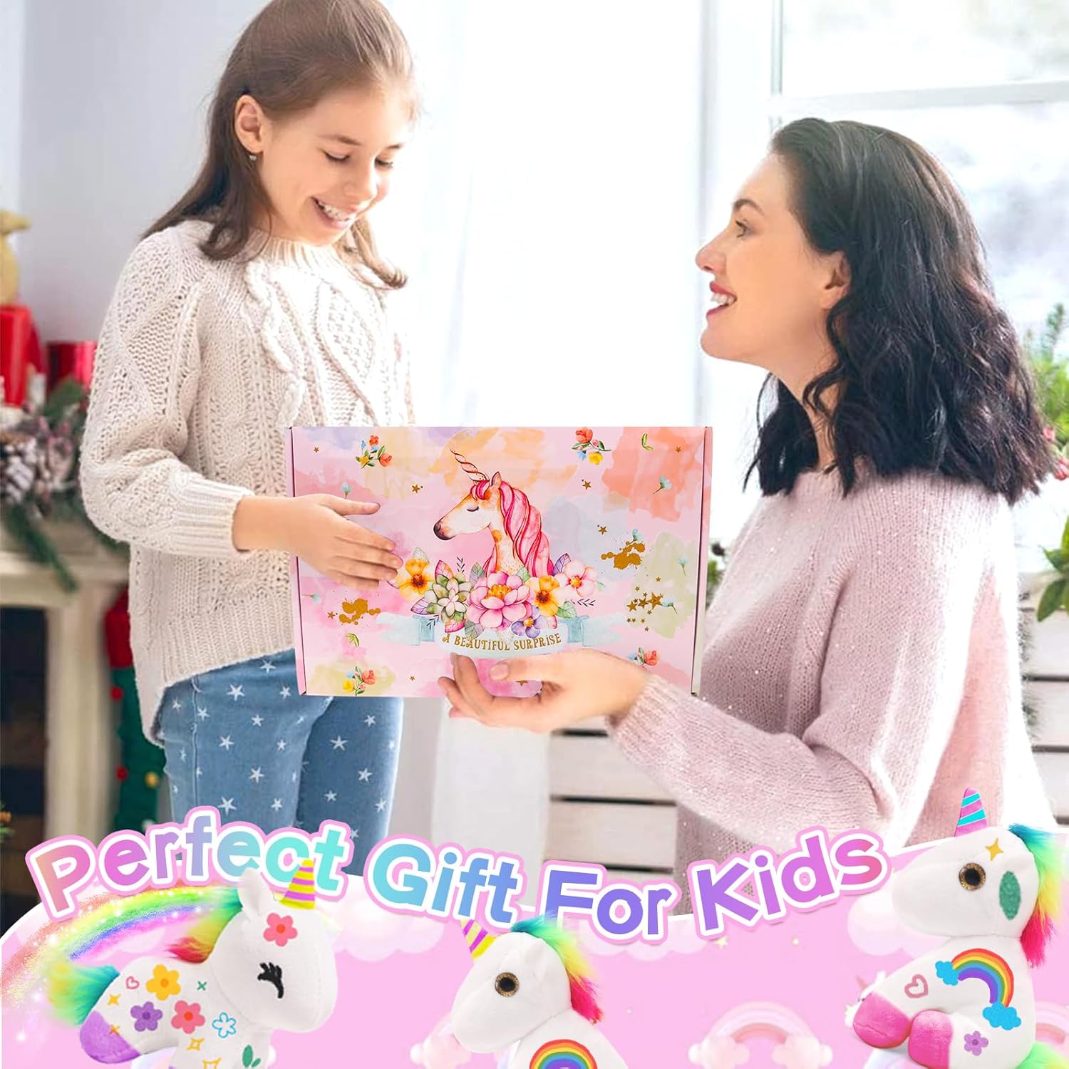 10Pcs Unicorn Party Favor Bulk Toys Mini Plush Unicorn Stuffed Animals with Coloured Pens Small Rainbow Unicorn Keychain for Birthday Wedding Christmas Goodie Bag Stuffer Party - Image 7