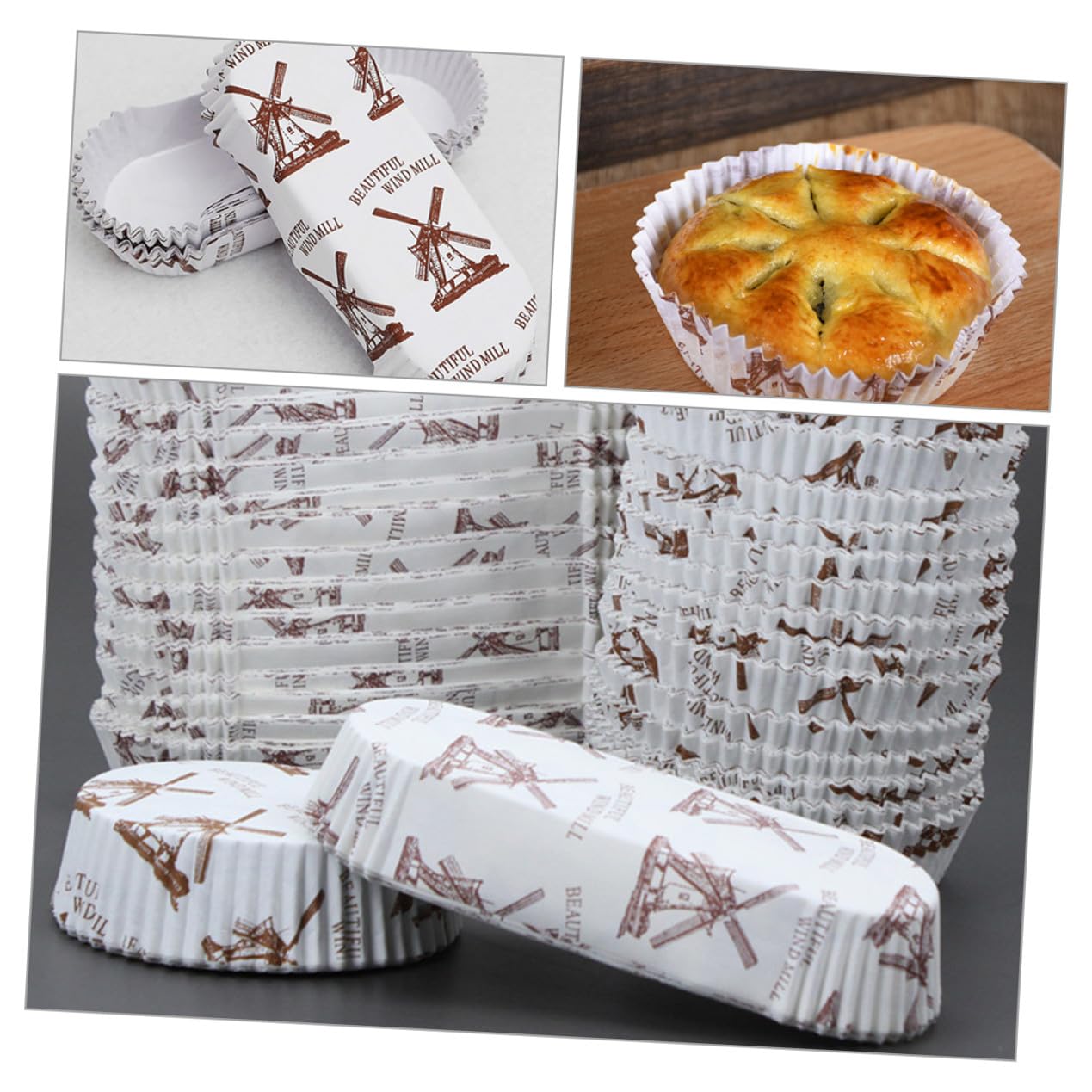 Papier Cupcake Förmchen 200 Stück, Weiß, Hitzebeständig und Formstabil
