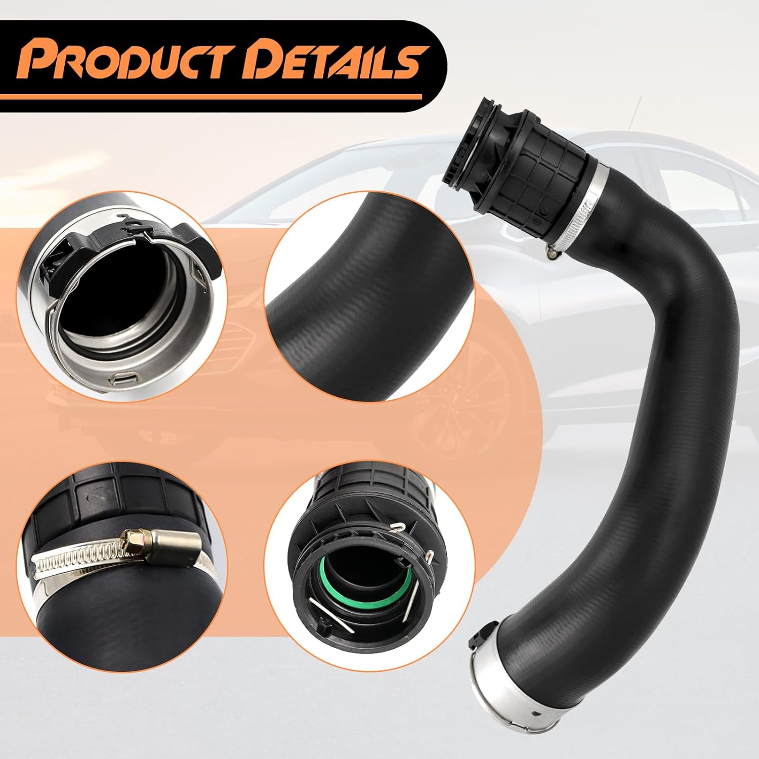 Turbocharger Intercooler Hose, Compatible with Chevy Chevrolet Cruze 2016-2019, L4 1.4L Turbocharged, Replace# 42626074, 13374646