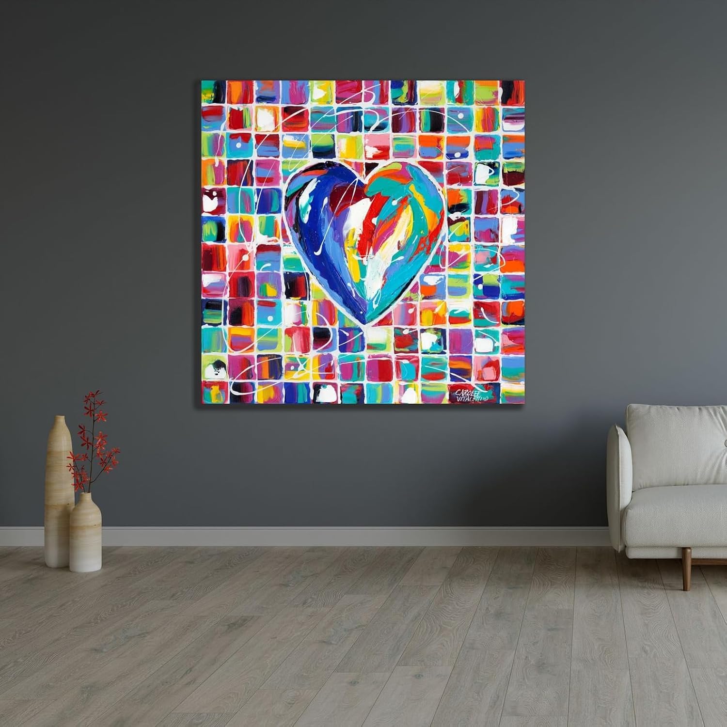 ArtDirect Hearts of a Different Color I Unframed Art Print Giclee Poster by Vitaletti, Carolee - Ready for Framing with Customization Sizes 8x8, 11x11, 16x16, 24x24, 36x36, and 48x48 Inches