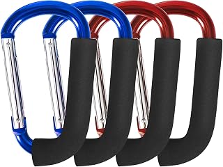 Stroller Hooks 5.5" Blue&Red Large Carabiner Clip 4 Pack