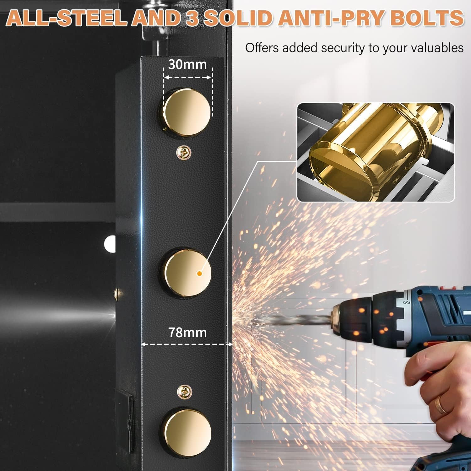 2.2 Cubic Large Fireproof Safe Box with Fireproof Waterproof Document Bag, Personal Home Security Safe with Removable Shelf, Combination Lock Box for Money Shotgun Jewelry Documents Christmas Gift