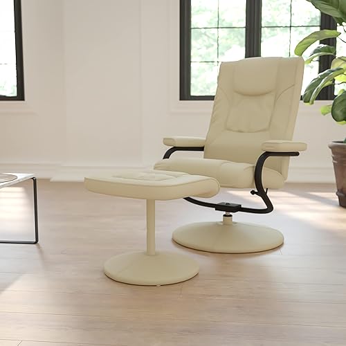 Miniatura 42 de Flash Furniture Rachel - Silla reclinable de LeatherSoft contemporánea multiposición con otomana, silla reclinable giratoria de 360 grados y juego