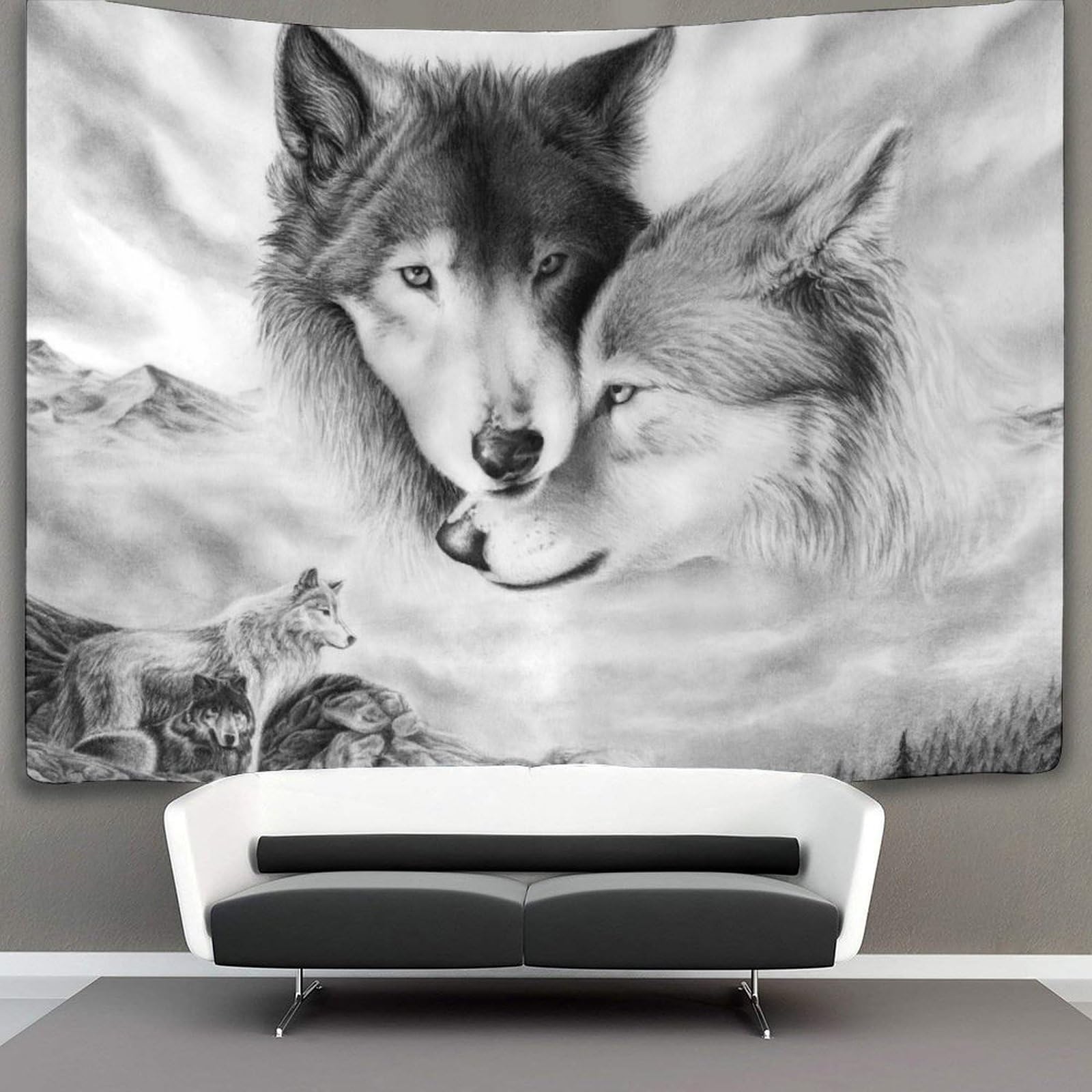 kaiyun Animal Tapestry Wall Hanging Wolf Art for Bedroom Living Room Dorm Decor 130cmx150cm