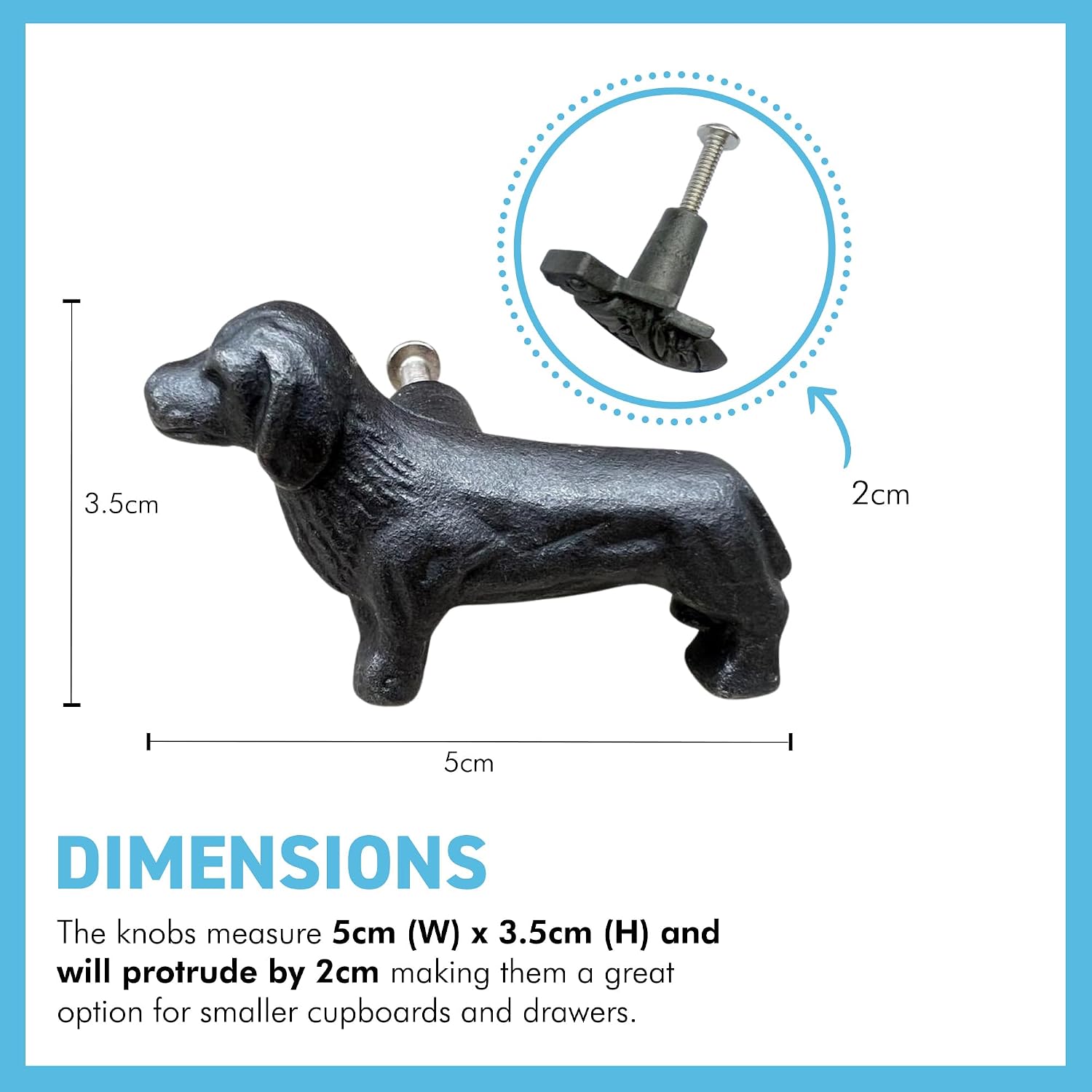 Pack of 4 CAST Iron Adorable Dog Drawer Pulls, Knobs for Kitchen Cupboards, Cabinet Pulls, Cabinet Hardware | Cast Iron Antique Style Finish | Vintage Charm Meets Modern Functionality