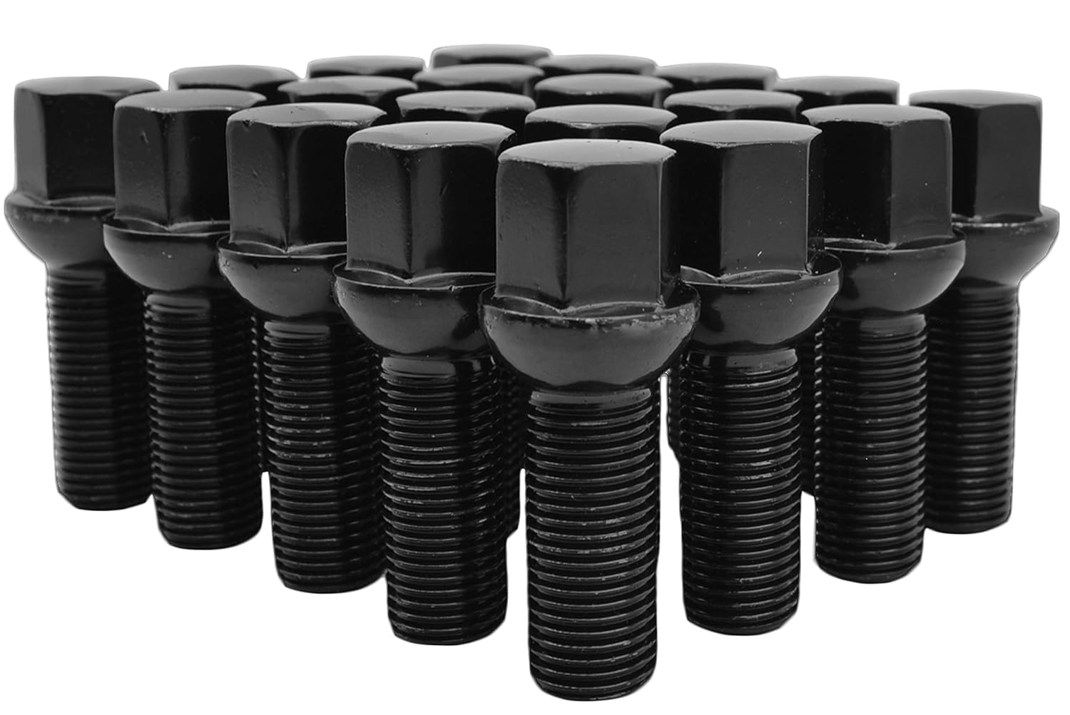 20 Pc 14x1.5 Black Ball Seat Lug Bolts 28mm Stock Factory Length Compatible with Mercedes Benz W211 W212 2003-2015 E320 E350 E500 E63 AMG