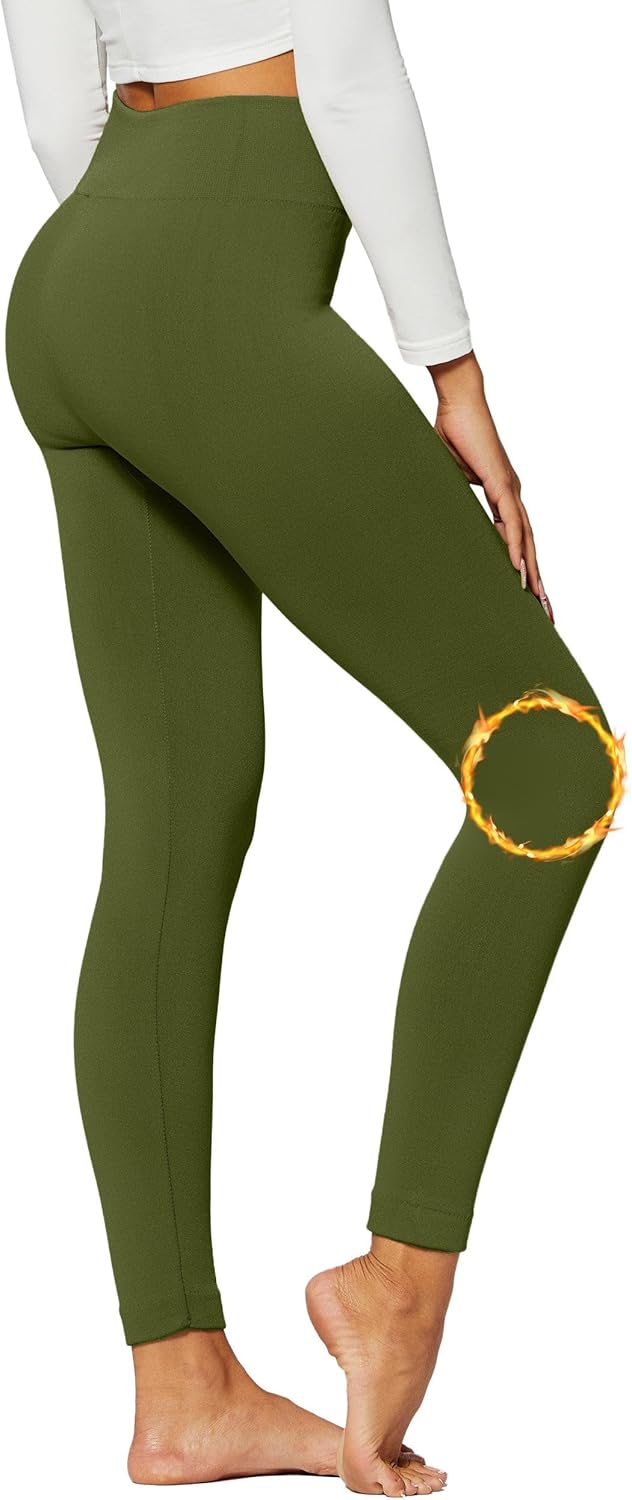 Premium Fleece Lined Leggings Women High Waisted Winter Warm Leggings – 20+ Colors, Regular & Plus Size