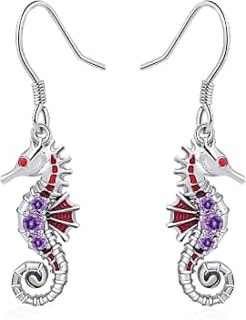 Orecchini cavalluccio marino 5 x 8 mm in argento 925