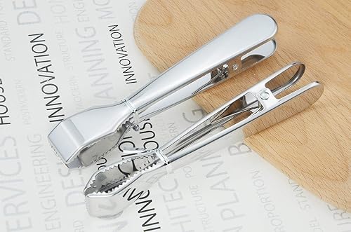 Miniatura 4 de Pinzas de hielo para cubeta de hielo de 6-3/4 pulgadas, pinzas de hielo de acero inoxidable 18/8 de alta calidad con dientes para cubitos de hielo