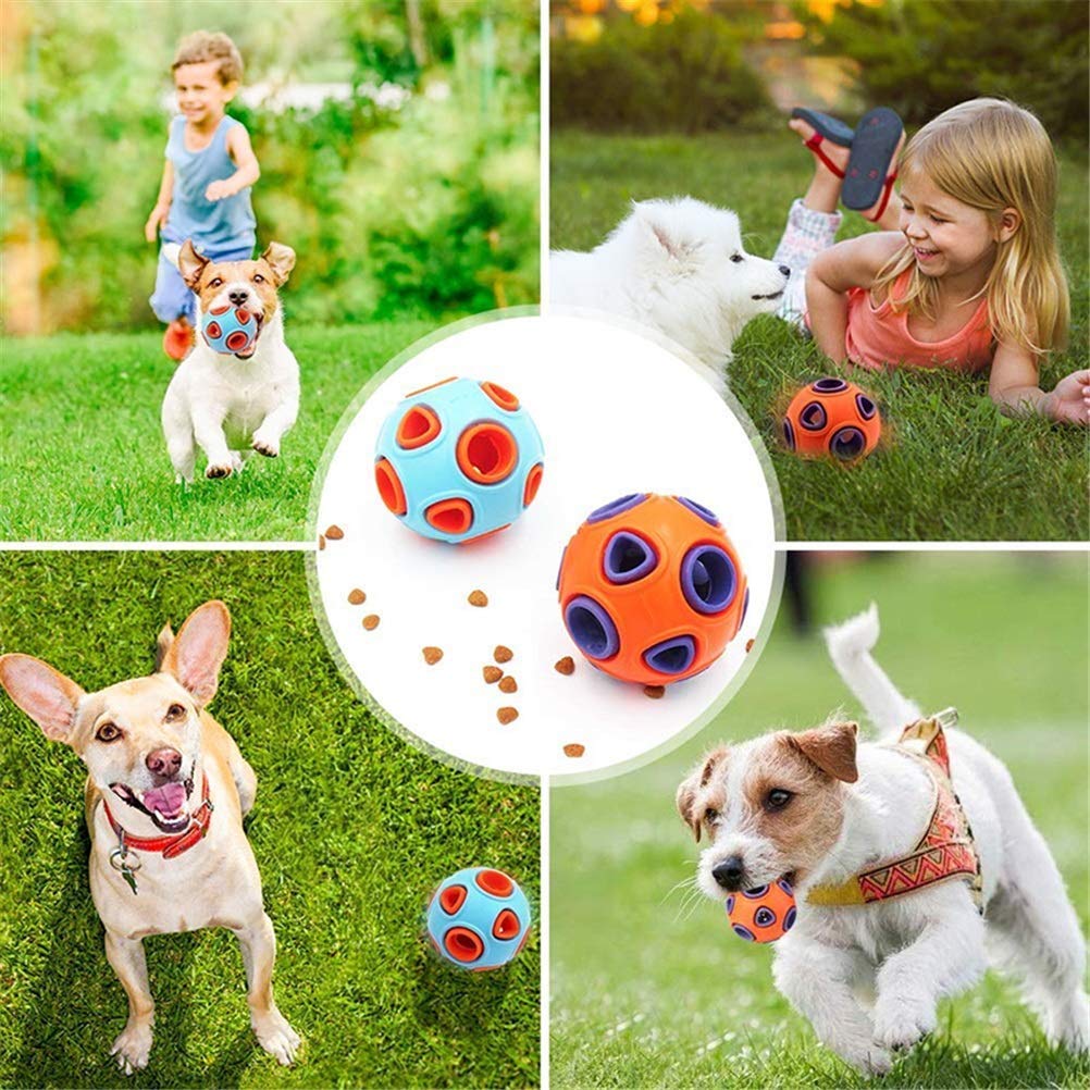 MU Gile Bounce Food Dispenser Palla per Cani Chew Masticare in Gomma Cassaforte Cassaforte Pet Interactive Pet Toys Bell Giochi Denti Pulizia,Arancia