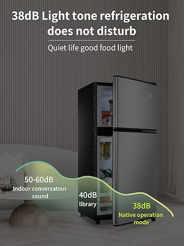 Miniatura 6 de Mini refrigerador compacto de 3.5 pies cúbicos con congelador, termostato ajustable de 7 niveles estantes extraíbles pequeños para oficina,