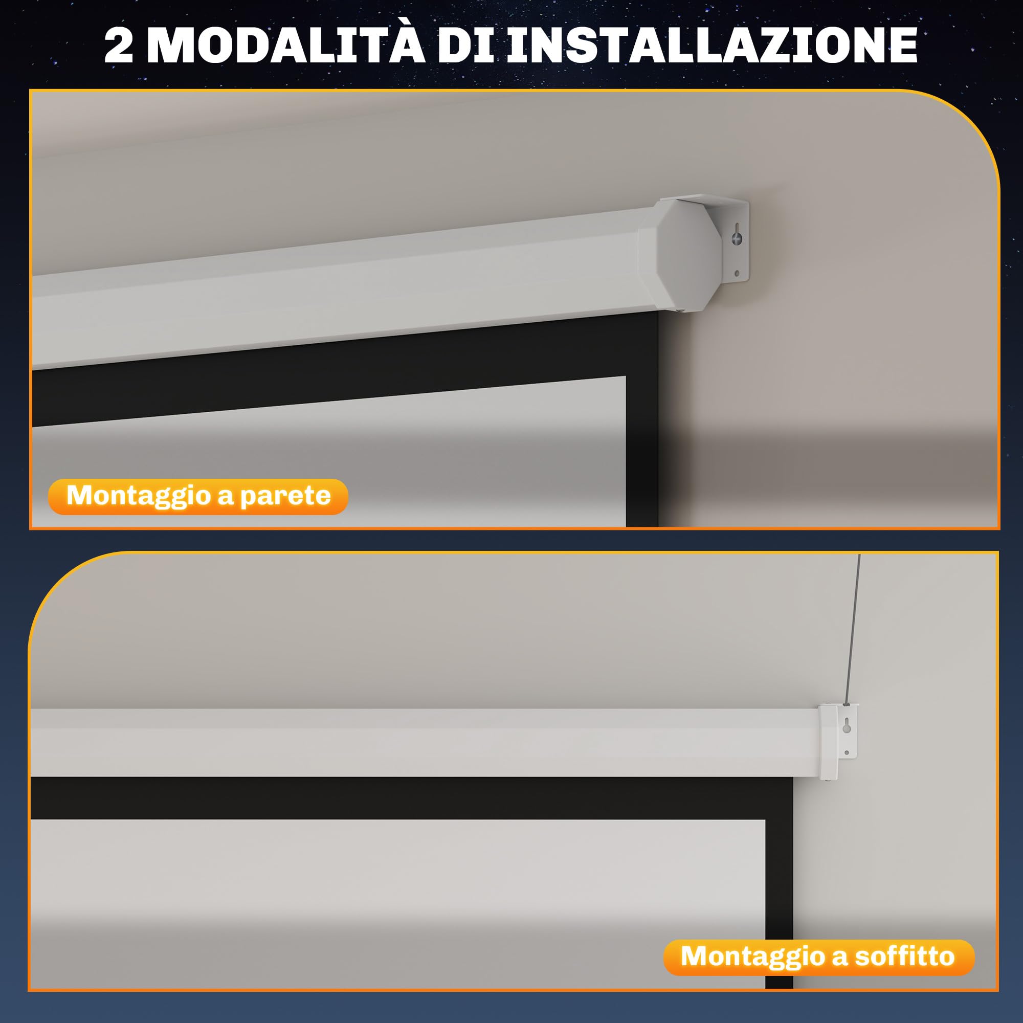 HOMCOM Schermo per Proiettore Motorizzato da 85 Pollici 1:1 con Telecomando, Telo Proiettore Avvolgibile in Plastica e Metallo, 176.5x8x176.5 cm, Bianco