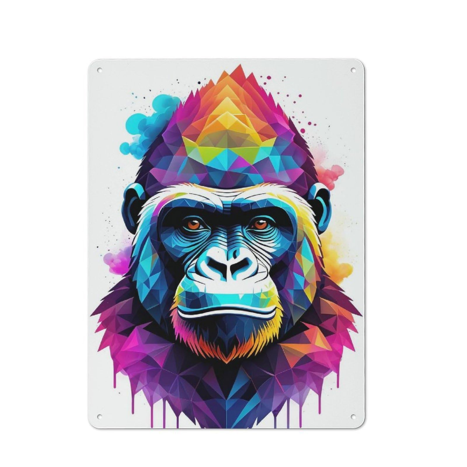 Junmoney Gorilla Geometric Art Tin Sign With Design 40X30cm, Vintage Shed Wall Decor For Greenhouse, Garden Room, Cafe Or Entryway