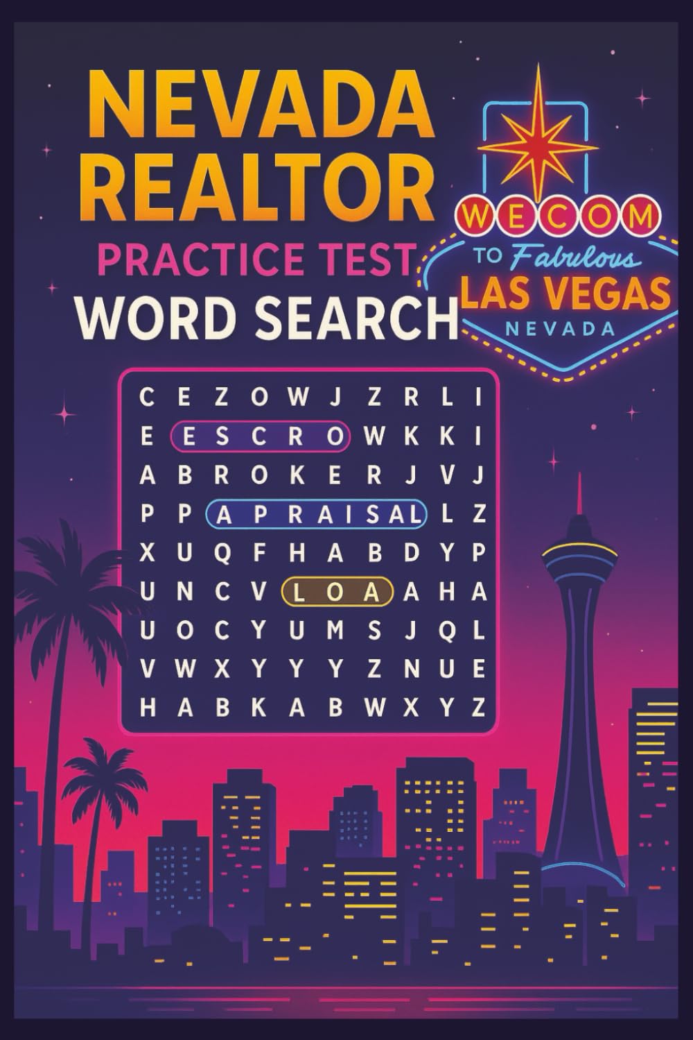 Nevada Realtor Practice Test Word Search Puzzle Book: Word Search Puzzles with Easy-to-Read Print about Real Estate Terms, Nevada Exam Prep, ... | Fun