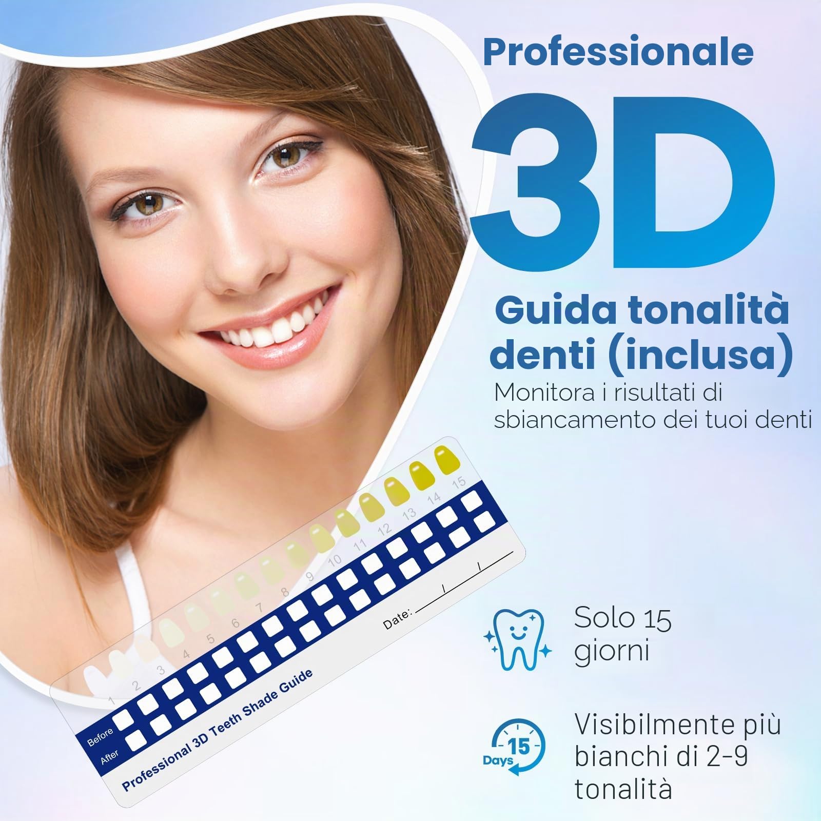 Kit Sbiancante Denti, LED Sbiancante Denti Professionale con 3pcs Gel Sbiancante per Denti, Ricarica Magnetica, Rimuovere Rapidamente Macchie Dei Denti, Kit Per La Cura Dentistica Domestica