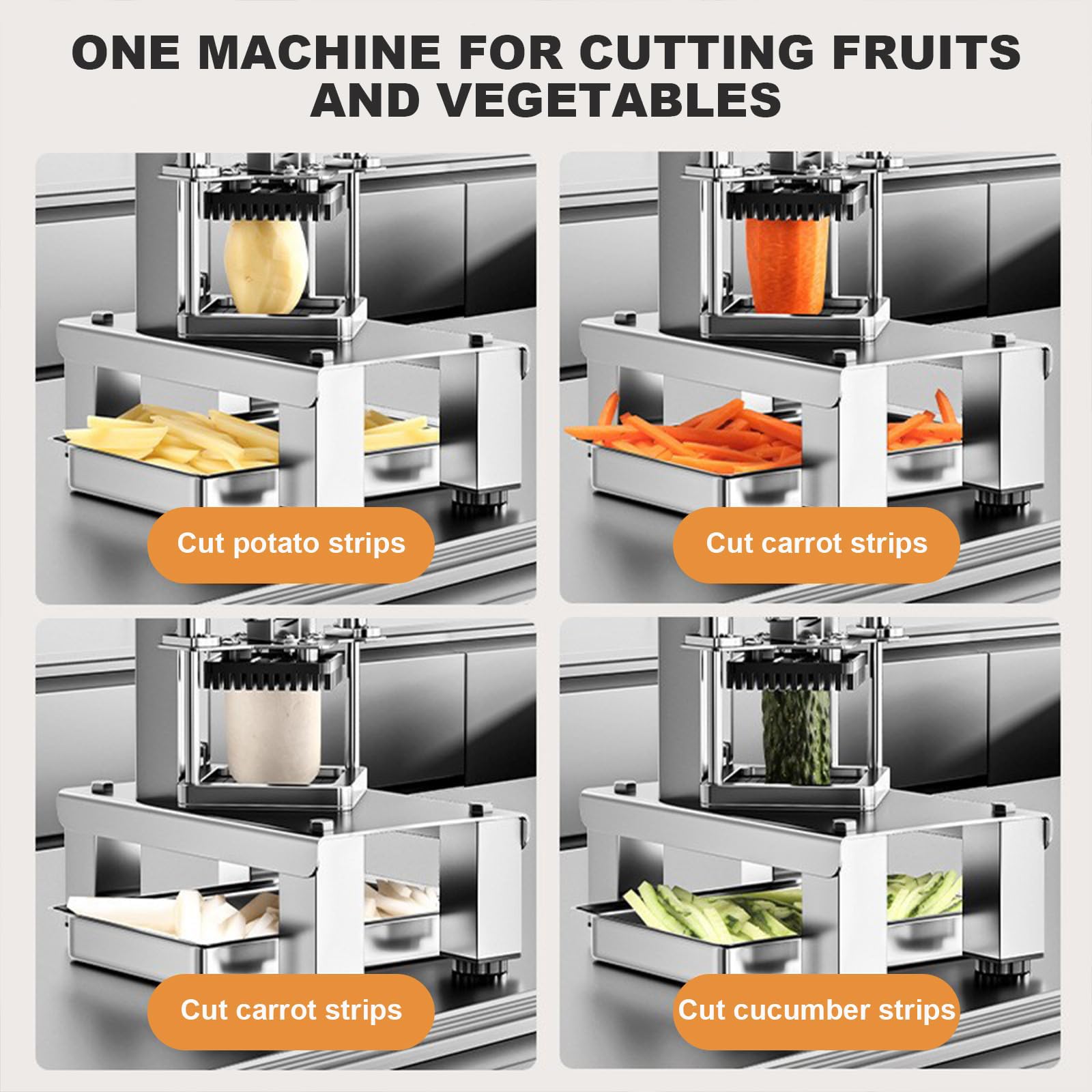 Affettaverdure in acciaio inox, affetta patate e affettatrice per alimenti con 3 lame per cipolla, carota, cetriolo, manico esteso