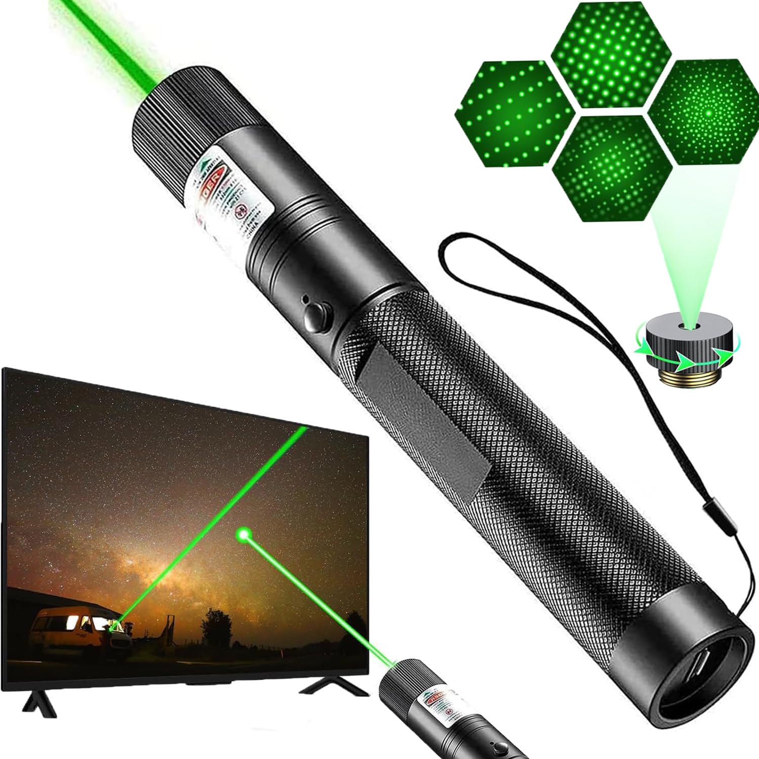 Green Laser Pointer,Rechargeable Laser Beam | USB Charging for Hiking, Presentations & Outdoor Use