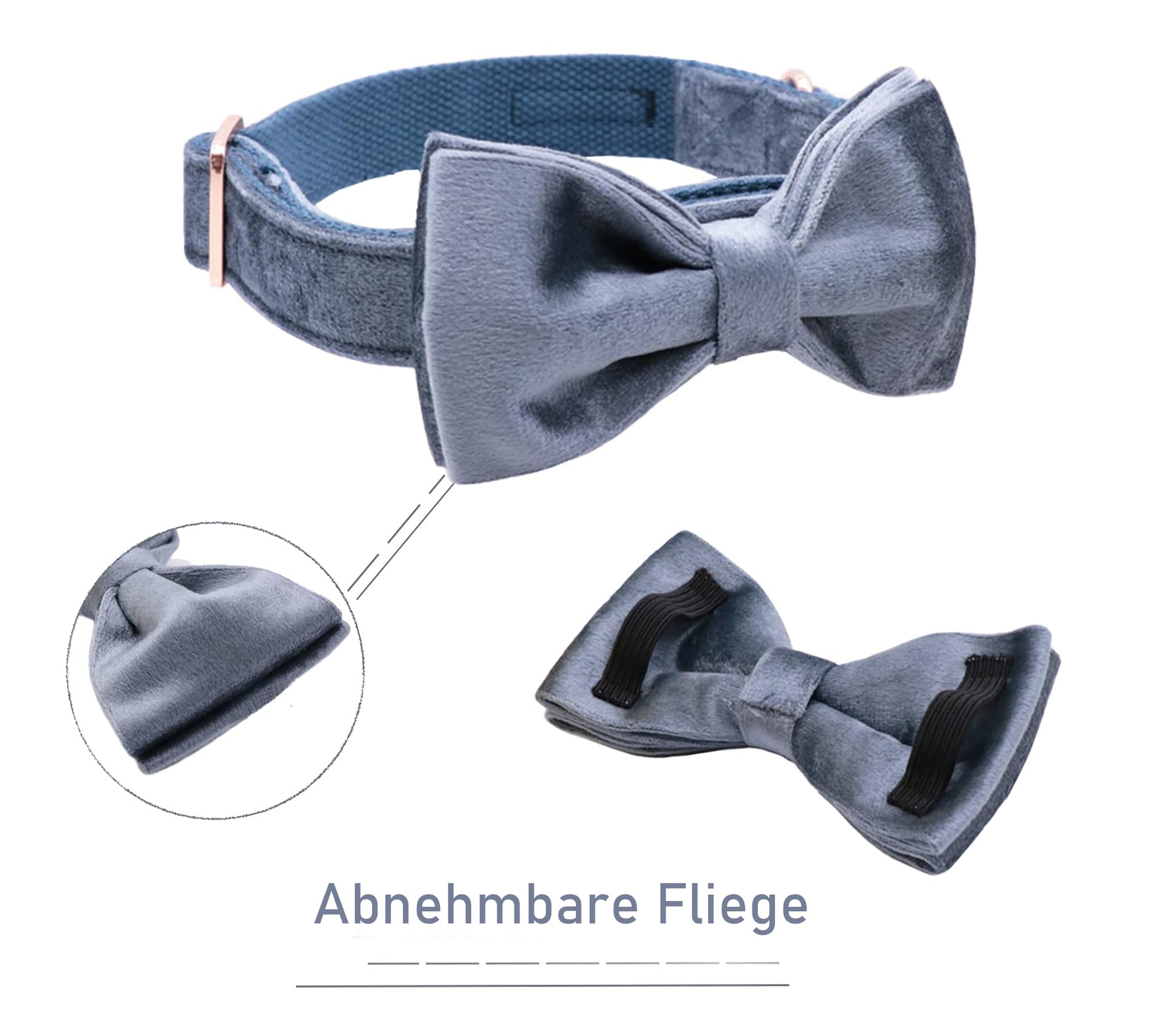 ARING PET Samt Hundeleine & Halsband - Handgefertigt In Blau Für Kleine Bis Große Hunde