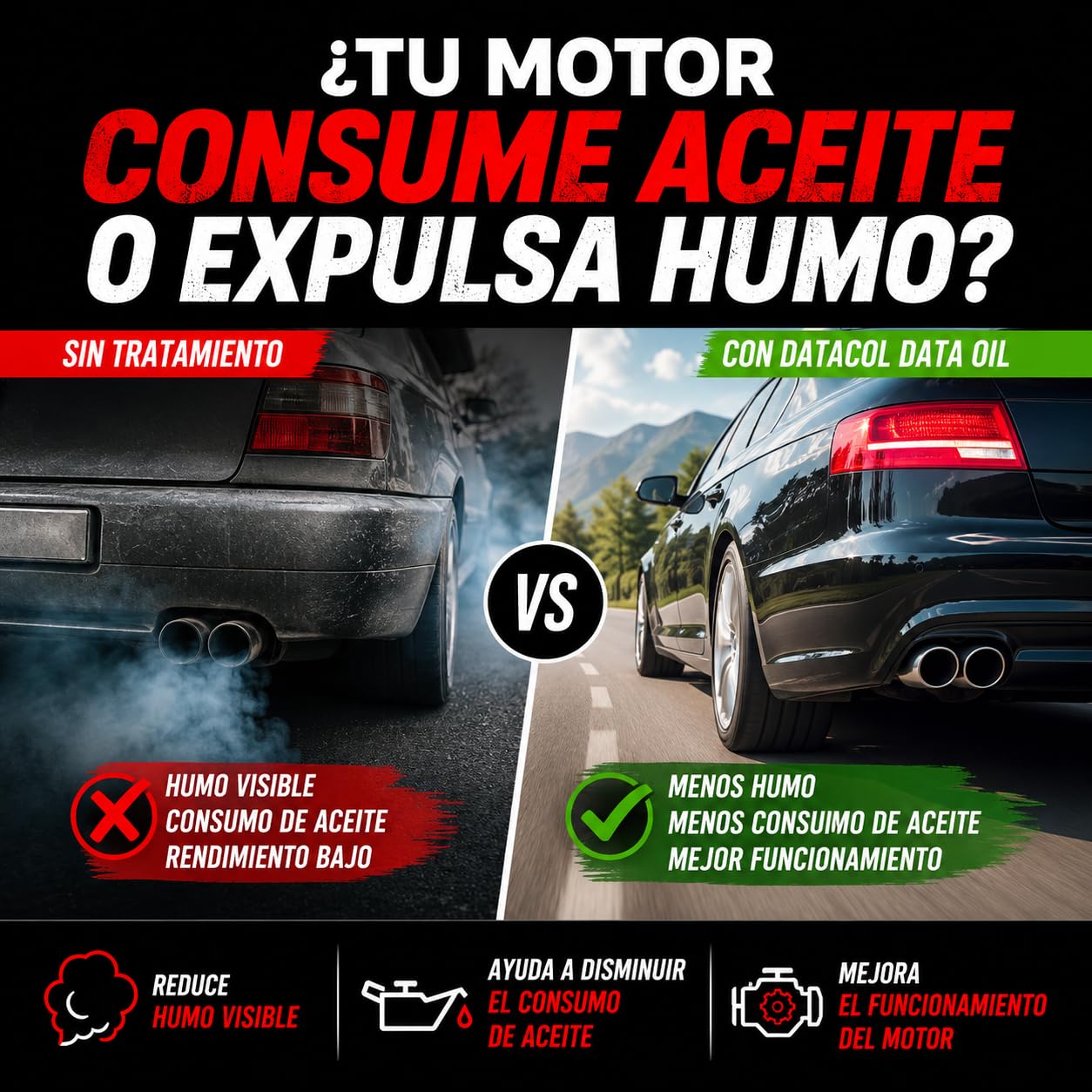 Datacol Aditivo para Aceite de Motor 300 ml, Tratamiento Antihumo y Anticonsumo, Reduce Ruido y Consumo de Aceite, para Motores Gasolina y Diésel con DPF - 2 Unidades