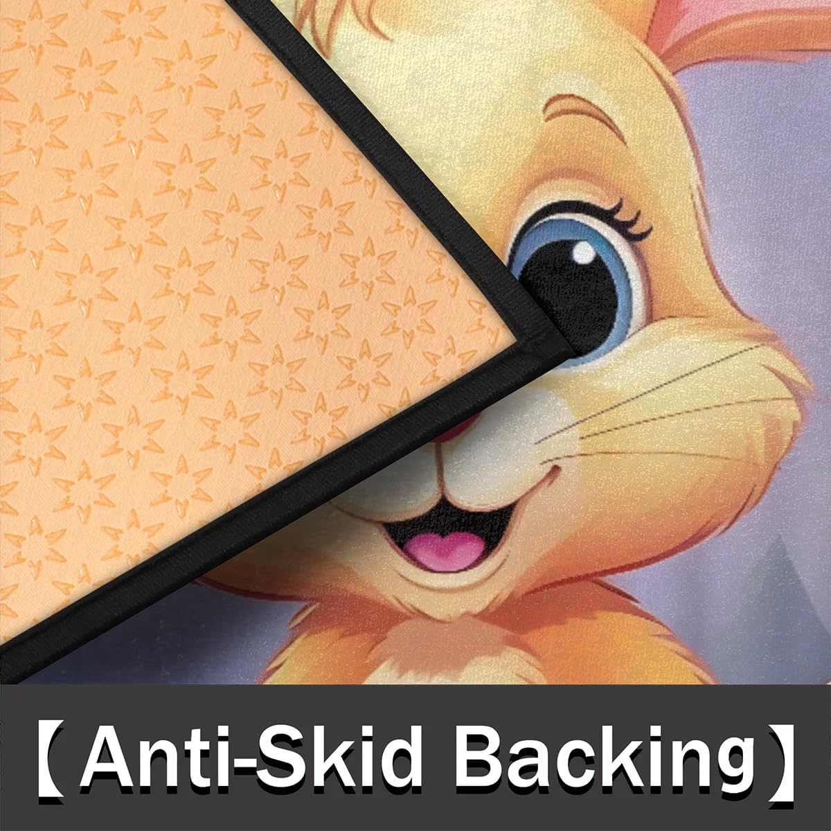 cfpolar Half Round Door Mat Cute Cartoon Bunny Non-Slip Semi Circle Area Rug Washable Semi Circle Floor Rug for Indoor Outdoor Living Room Bathroom Kitchen Patio Hearth Rugs Home Decoration