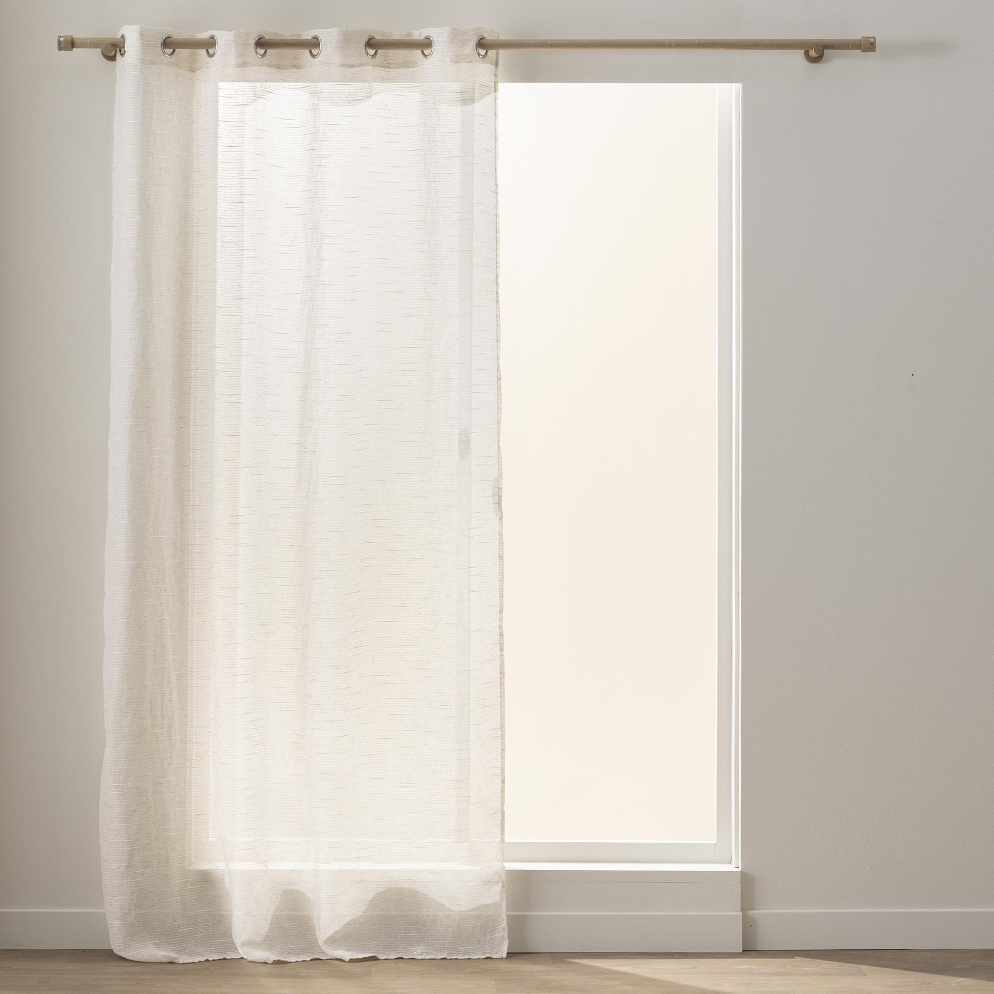 Douceur d'Intérieur, Kalia Net Curtain with Eyelets 137 x 260 cm Natural Polyester Linen