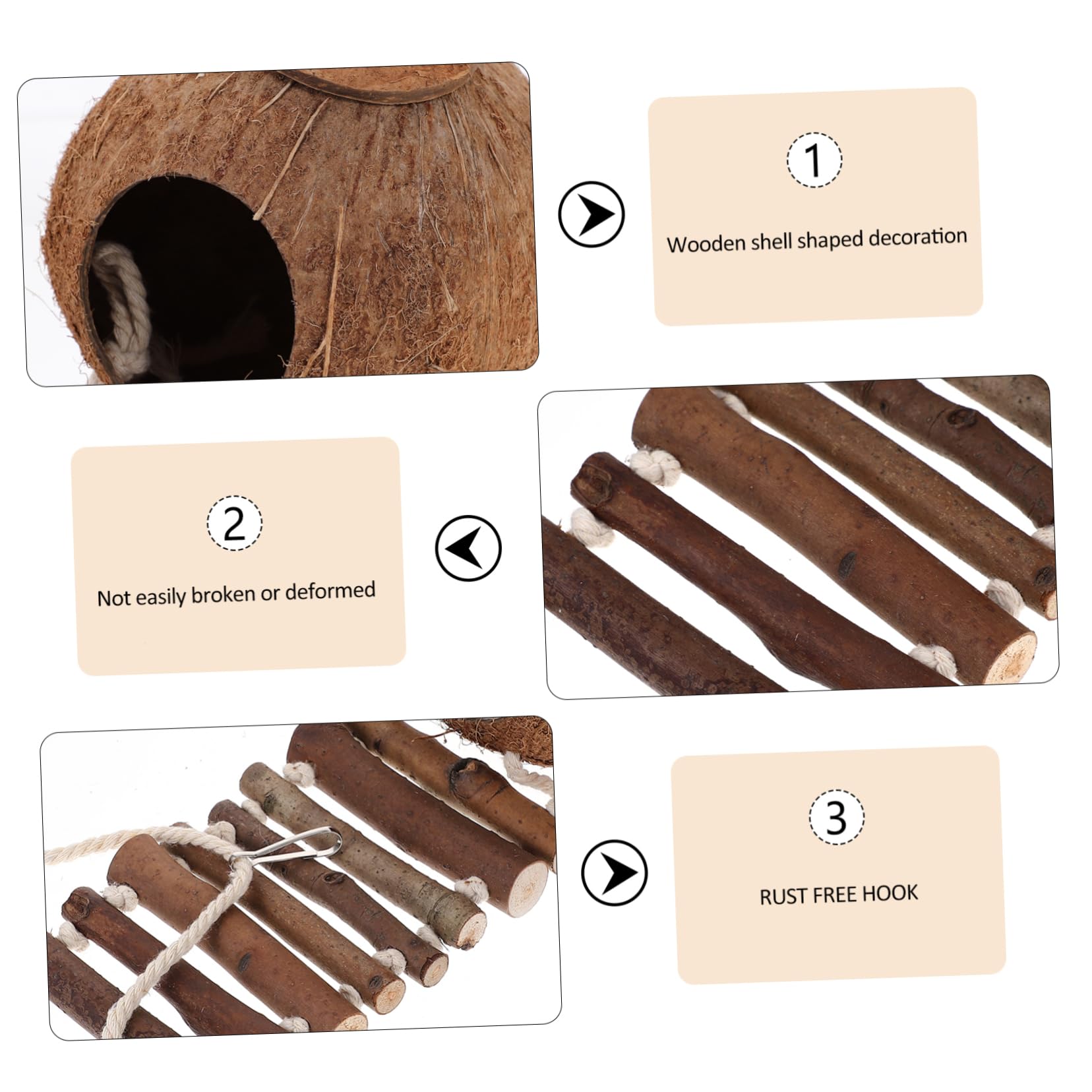 BESPORTBLE Casa para Cangrejo Ermitaño con Escalera Cueva de Madera para Reptiles Refugio Decorativo para Terrarios Adecuado para Hábitat de Cangrejos Ermitaños Suministros para Terrarios