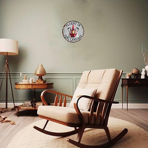 Miniatura 5 de Letrero de metal rústico con diseño de vasos de pollo, estilo vintage, rústico, de aluminio, redondo, de 8 pulgadas, para interiores y exteriores,