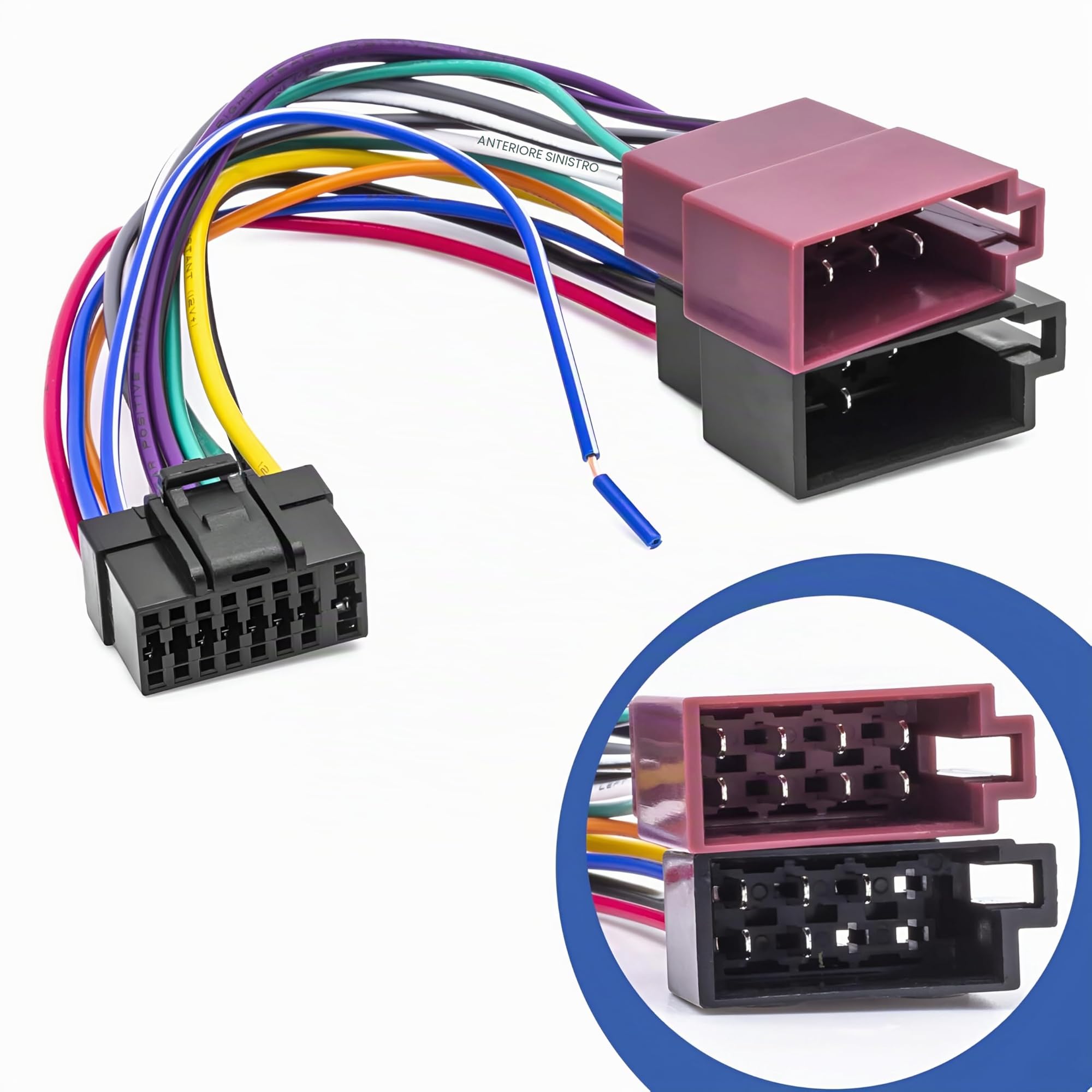 Sound-way Fascio Cavo Adattatore Connettore ISO compatibile con Autoradio ALPINE 16 PIN