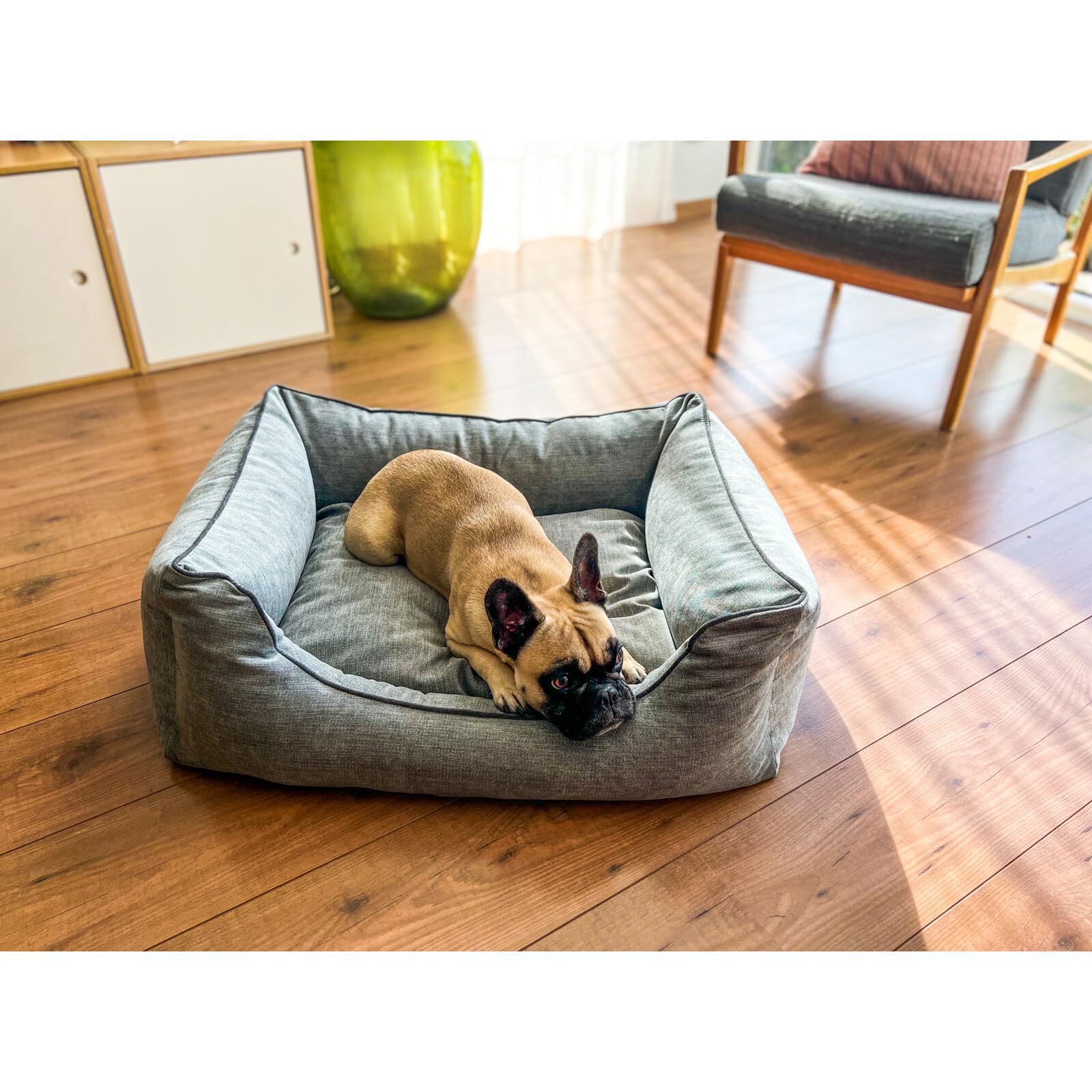 Aumüller Divano per cani Ortho Line, grigio – 117 cm – Divano ortopedico per cani | Cuscino reversibile con memory foam | Rivestimento rimovibile | Prodotto in Europa