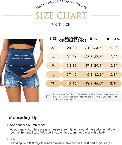 Miniatura 3 de HOFISH Pantalones cortos elásticos de maternidad para mujer, sobre el vientre, cómodos, pantalones cortos de mezclilla, pantalones cortos casuales