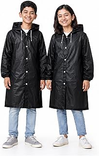 Robustt Kids Eva Raincoat for Boys & Girls (8–16 Years) with Full Sleeves with Elastic Cuff | Unisex Hooded Kids Rain Coat... Price In India