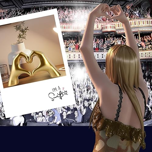 Miniatura 2 de MOYI Decoración azul fluida para sala de estar, dormitorio, estantería, mesa auxiliar, estatua de manos de corazón, decoración de estatua de dedo de